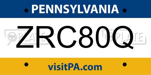 ZRC80Q Pennsylvania License Plate