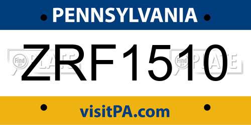 ZRF1510 Pennsylvania License Plate