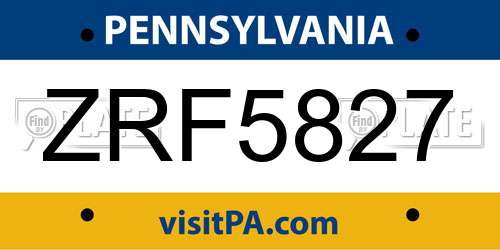 ZRF5827 Pennsylvania License Plate