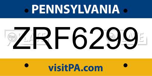 ZRF6299 Pennsylvania License Plate