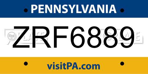 ZRF6889 Pennsylvania License Plate