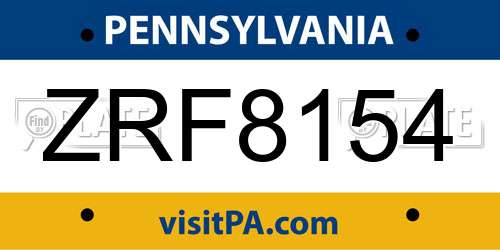 ZRF8154 Pennsylvania License Plate
