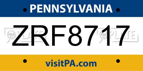 ZRF8717 Pennsylvania License Plate