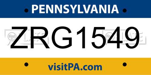 ZRG1549 Pennsylvania License Plate