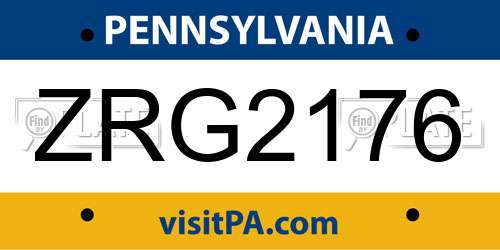 ZRG2176 Pennsylvania License Plate