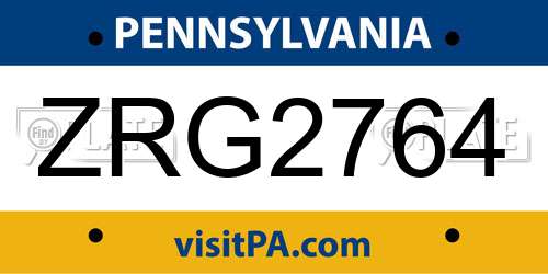 ZRG2764 Pennsylvania License Plate
