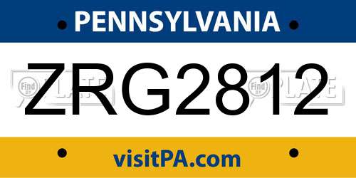 ZRG2812 Pennsylvania License Plate