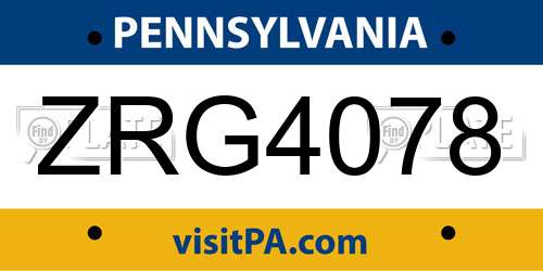 ZRG4078 Pennsylvania License Plate