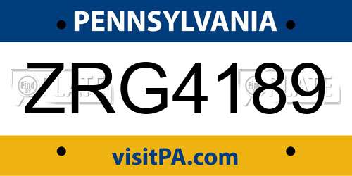 ZRG4189 Pennsylvania License Plate