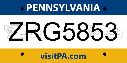 ZRG5853 Pennsylvania License Plate