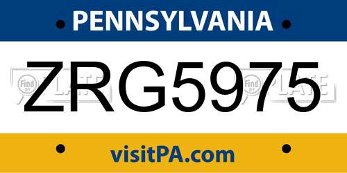 ZRG5975 Pennsylvania License Plate