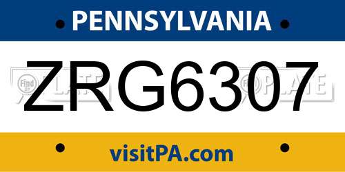 ZRG6307 Pennsylvania License Plate