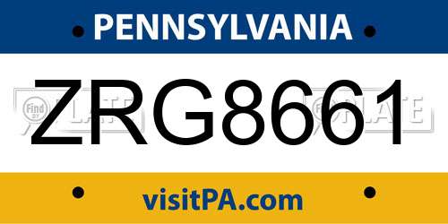 ZRG8661 Pennsylvania License Plate