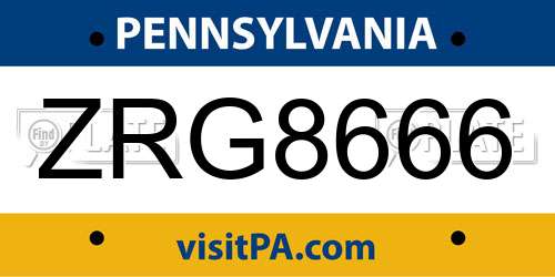 ZRG8666 Pennsylvania License Plate