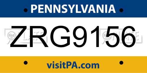 ZRG9156 Pennsylvania License Plate