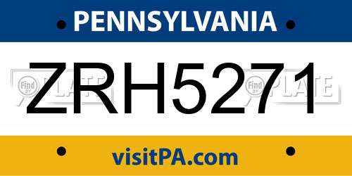 ZRH5271 Pennsylvania License Plate