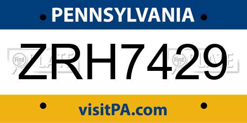 ZRH7429 Pennsylvania License Plate