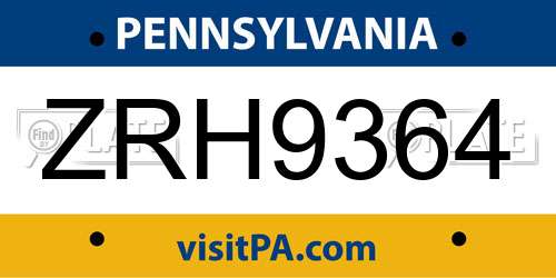 ZRH9364 Pennsylvania License Plate