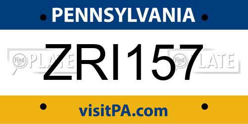 ZRI157 Pennsylvania License Plate
