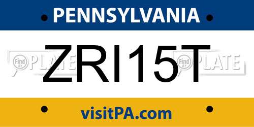 ZRI15T Pennsylvania License Plate
