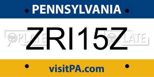 ZRI15Z Pennsylvania License Plate