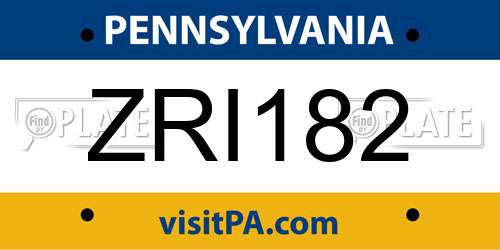 ZRI182 Pennsylvania License Plate