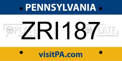 ZRI187 Pennsylvania License Plate