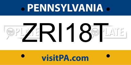 ZRI18T Pennsylvania License Plate