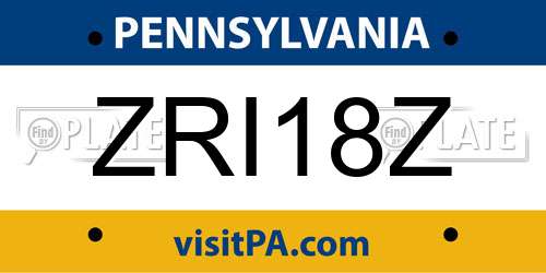 ZRI18Z Pennsylvania License Plate