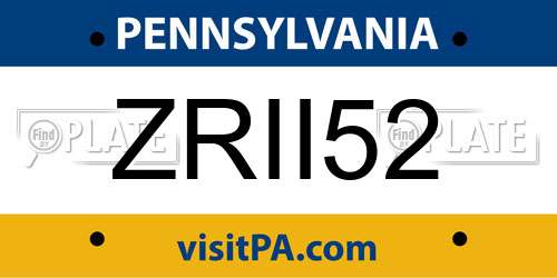 ZRII52 Pennsylvania License Plate