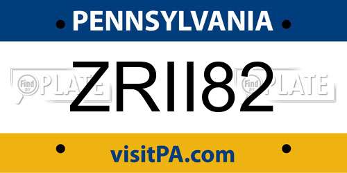 ZRII82 Pennsylvania License Plate