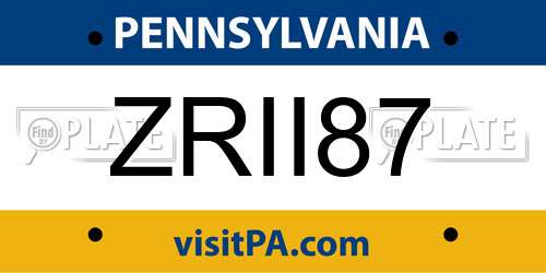 ZRII87 Pennsylvania License Plate