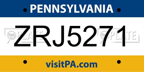 ZRJ5271 Pennsylvania License Plate