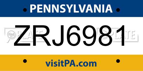 ZRJ6981 Pennsylvania License Plate