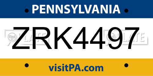 ZRK4497 Pennsylvania License Plate