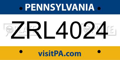 ZRL4024 Pennsylvania License Plate