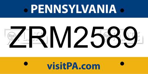 ZRM2589 Pennsylvania License Plate
