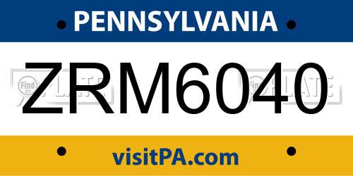 ZRM6040 Pennsylvania License Plate