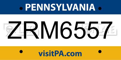 ZRM6557 Pennsylvania License Plate