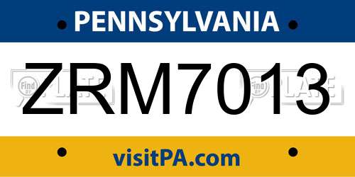 ZRM7013 Pennsylvania License Plate