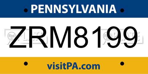 ZRM8199 Pennsylvania License Plate