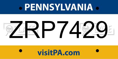 ZRP7429 Pennsylvania License Plate