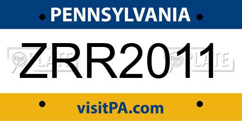 ZRR2011 Pennsylvania License Plate