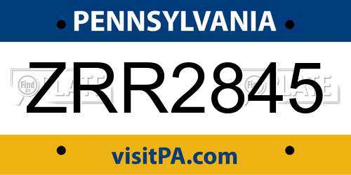 ZRR2845 Pennsylvania License Plate