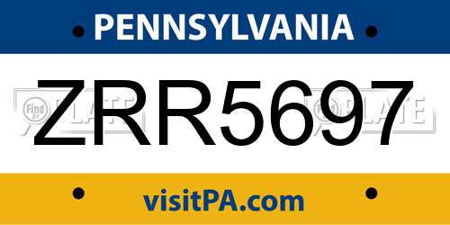 ZRR5697 Pennsylvania License Plate