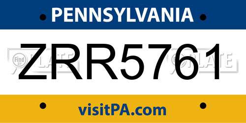 ZRR5761 Pennsylvania License Plate