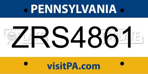 ZRS4861 Pennsylvania License Plate