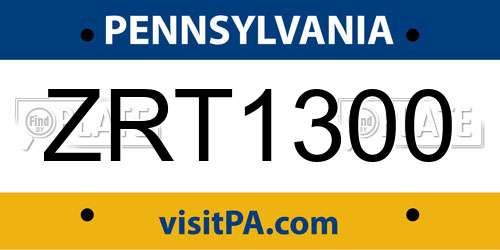 ZRT1300 Pennsylvania License Plate
