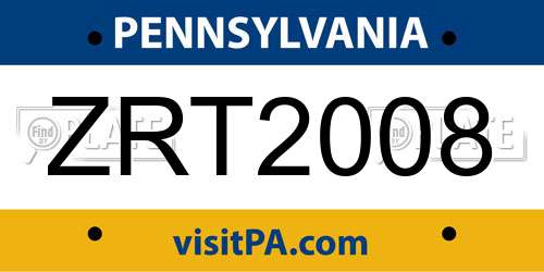 ZRT2008 Pennsylvania License Plate