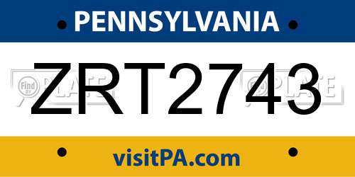 ZRT2743 Pennsylvania License Plate